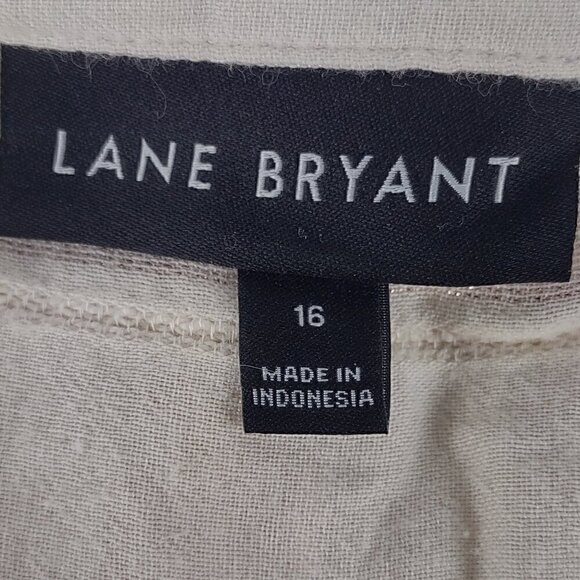 Lane Bryant Womens Cotton Blend Cream Pink Stripe Sleeveless Button Up Top Sz 16 - Picture 9 of 11